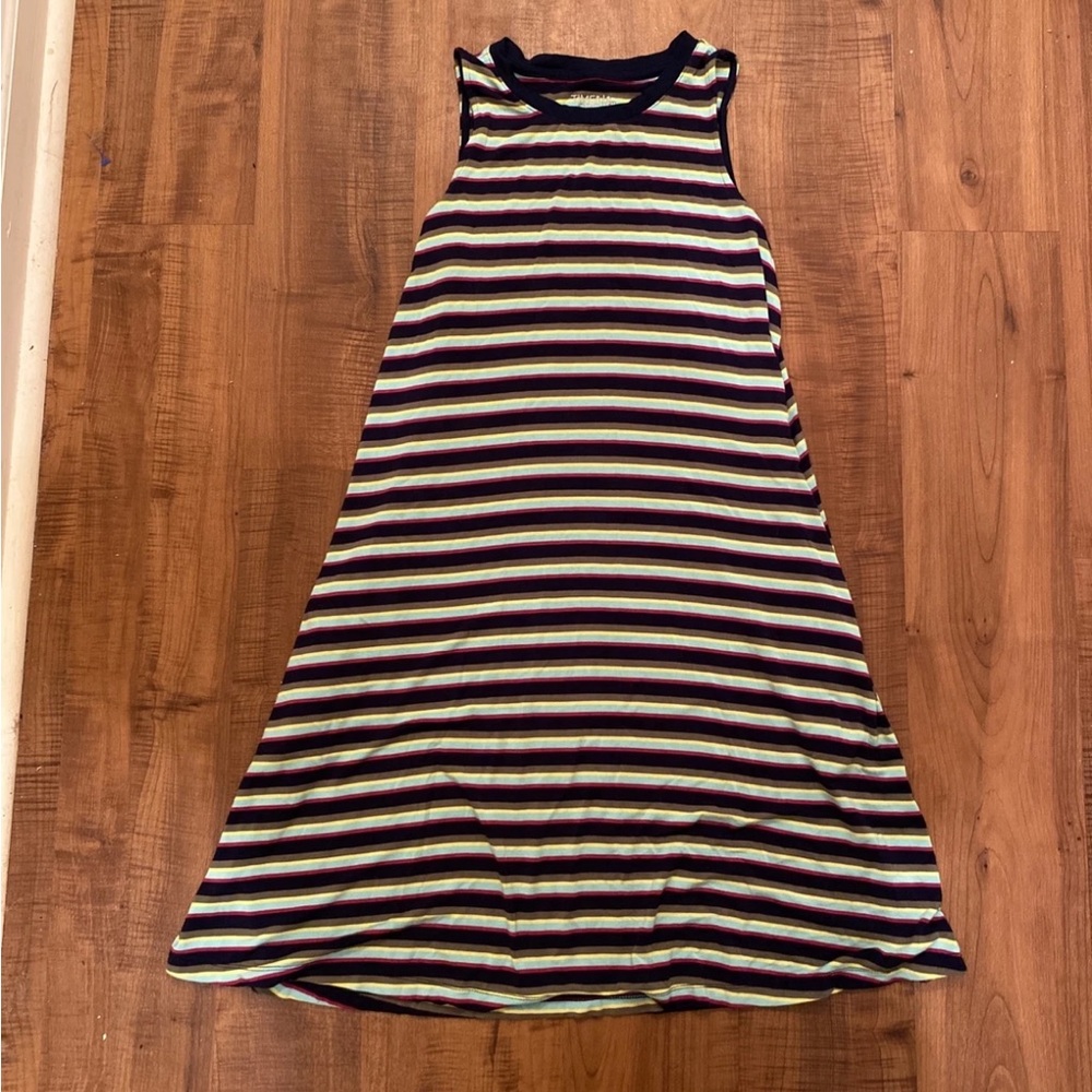 Time and Tru Women's Sleeveless Green and Navy Striped Dress Size S (4-6)
